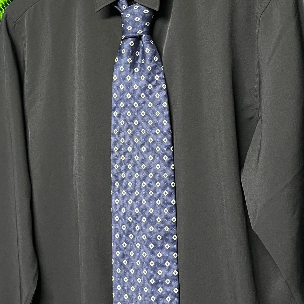 Salvatore‎ Hand Made Necktie Blue Diamond Business Formal Men's Tie 3144